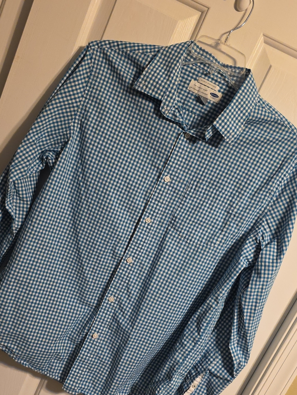 Old Navy Teal and White Gingham Casual Shirt